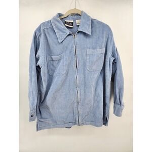 Bill‎ Blass Jeans Womens Medium Blue Corduroy Full Zip Shirt Jacket Shacket 90s